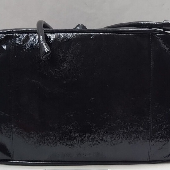 Coach Glossy Black Shoulder Bag HOBO drawstring with Gold Details.LEATHER. - Picture 6 of 14